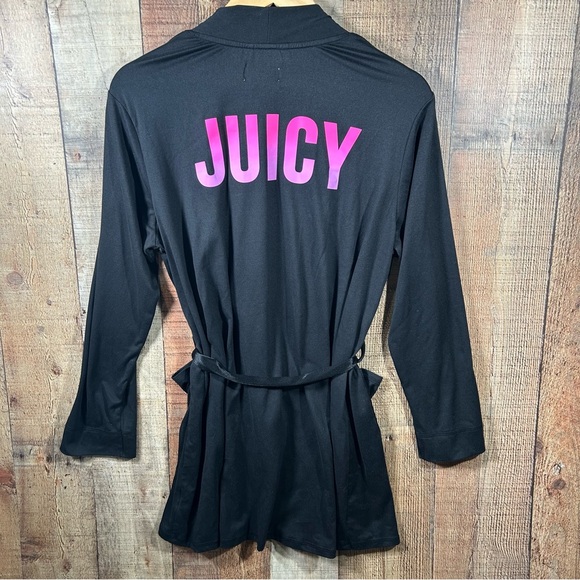 Juicy Couture Other - Juicy Couture Black Robe Y2K Pink Logo Lounge Sleepwear Early 2000s
